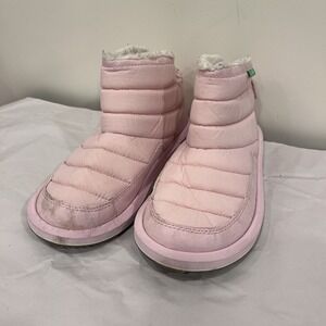 Sanuk Kids Girls' Lil Puffer Fashion Boot Fuzzy Chalk Pink Sz 6 Warm Slippers
